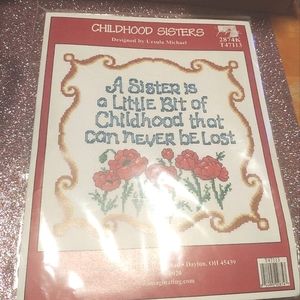 Imaginating Childhood Sisters Cross Stitch Kit Floral Flowers